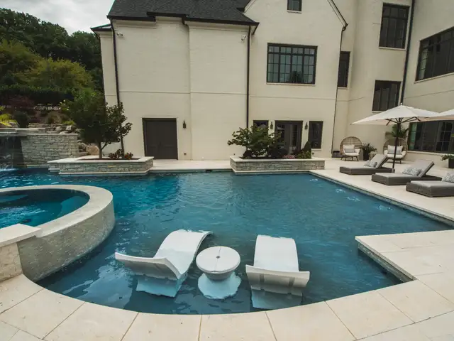 Free-form gunite pool built by Waterscapes Backyard Resorts in Middle Tennessee