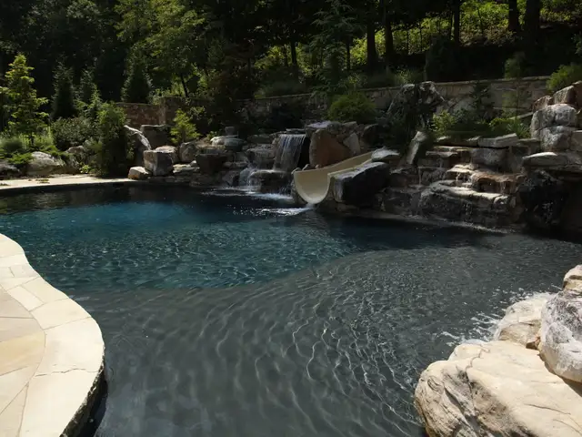 Free-form gunite pool built by Waterscapes Backyard Resorts in Middle Tennessee