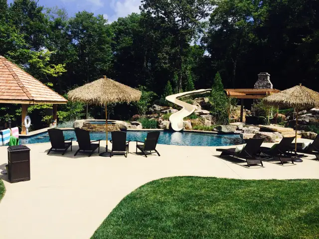 Free-form gunite pool built by Waterscapes Backyard Resorts in Middle Tennessee
