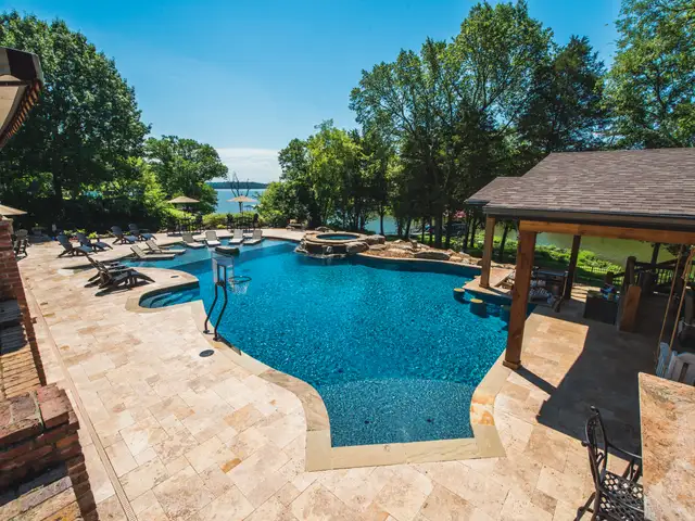 Free-form gunite pool built by Waterscapes Backyard Resorts in Middle Tennessee