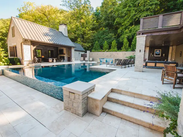 Infinity-edge pool built by Waterscapes Backyard Resorts in Middle Tennessee