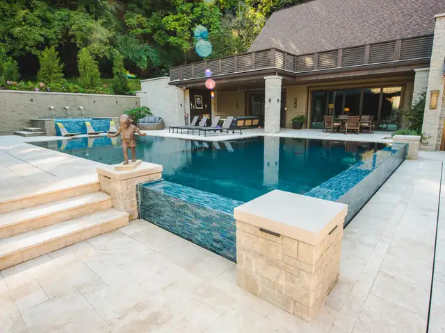 Infinity-edge pool built by Waterscapes Backyard Resorts in Middle Tennessee