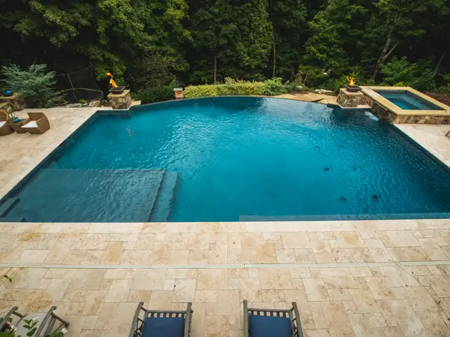 Infinity-edge pool built by Waterscapes Backyard Resorts in Middle Tennessee