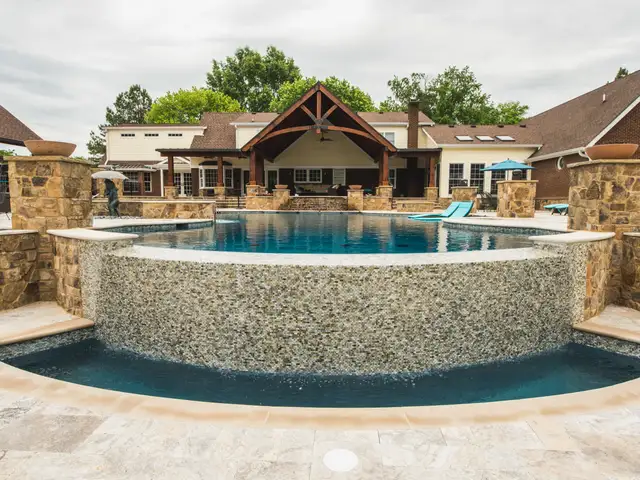 Infinity-edge pool built by Waterscapes Backyard Resorts in Middle Tennessee