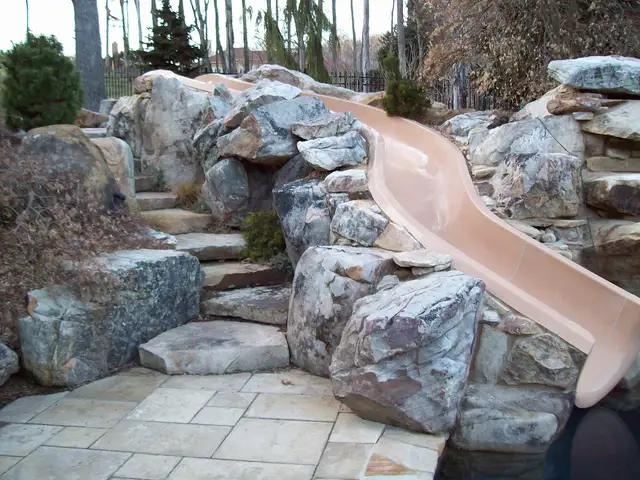Pool waterslide built by Waterscapes Backyard Resorts in Middle Tennessee