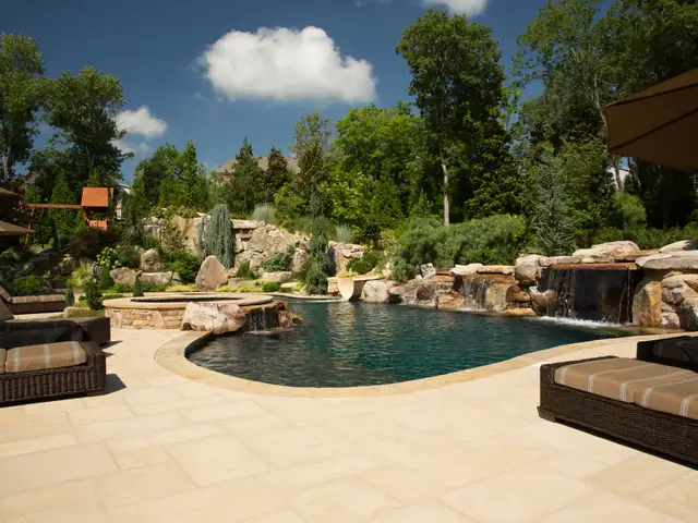 Pool waterslide built by Waterscapes Backyard Resorts in Middle Tennessee