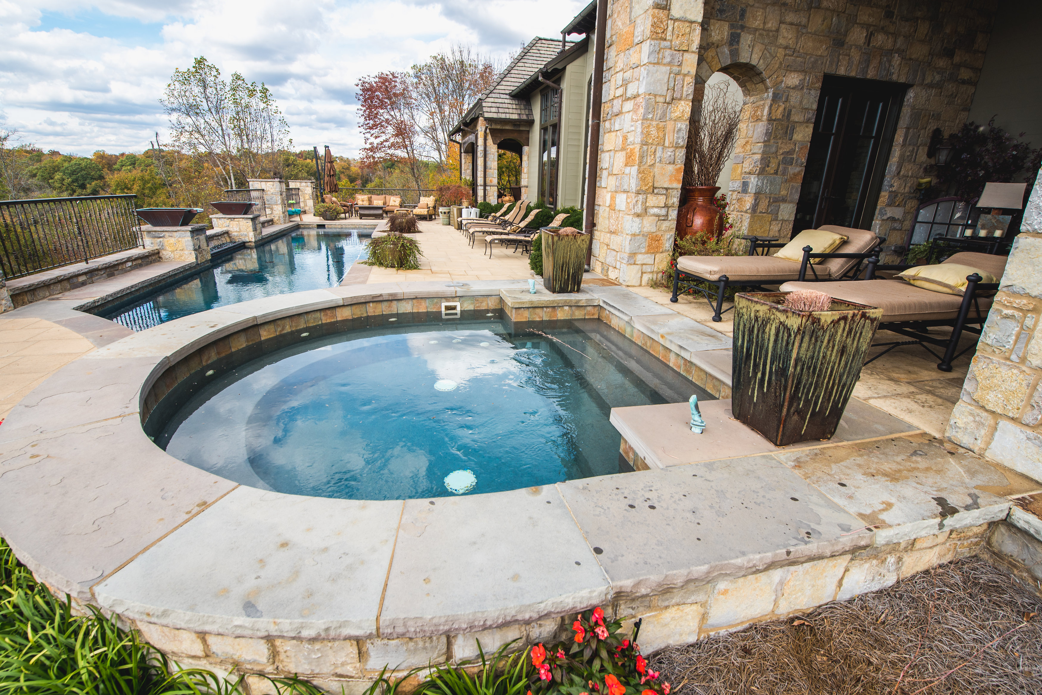 Luxury gunite pool with outdoor living space in Brentwood, Tennessee